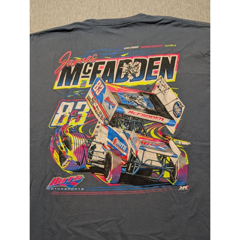 James McFadden Speed Racer T Shirt Men’s Size XL Sprintcar Blue Gray - Picture 8 of 9